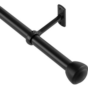 Telescoping Curtain Rods for Windows 51 to 144 Inch Adjustable, 1 Inch Diameter Heavy Duty Black Drapery Rod Set with Clean Modern Finials