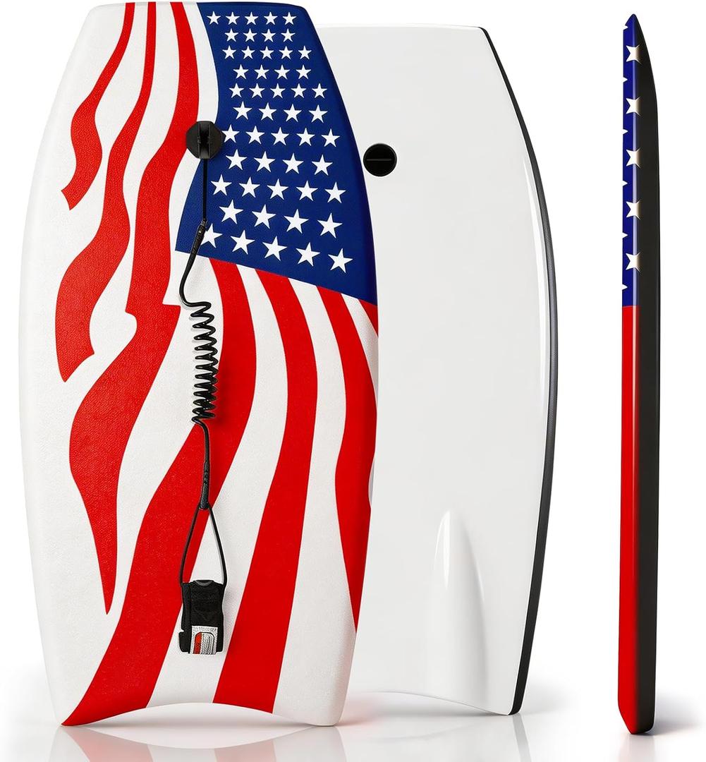 Bodyboard for Beach Premium Body Board Super Lightweight Surf Boards with EPS Core Wrist Leash HDPE Slick Bottom Perfect Surfing for Teens Adults Kids Beginners and Any Surf Rider Level