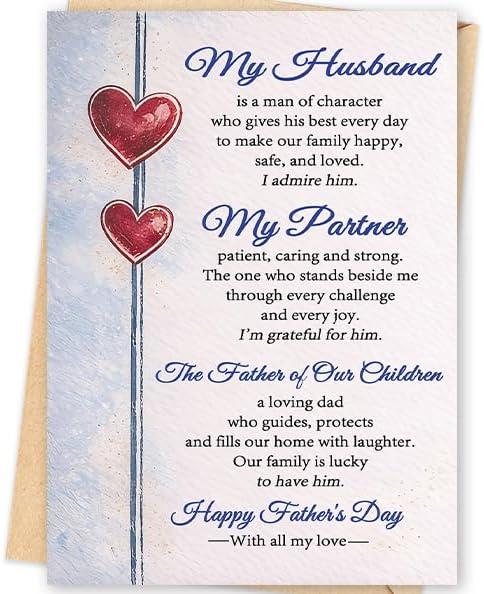 10 x Missonemi Fathers Day Card for Husband, Fathers Day Gift from Wife, Happy Father's Day Husband Card, Romantic Appreciation Greeting Card for the Father of Our Children