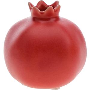 Woration Creative Ceramic Vase Pomegranate Design Home Office Table Red Decoration Crafts Bathroom Party Dinning Stoneware Craft for Grow Plant Insert Artificial Florals