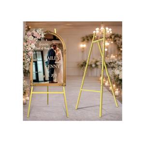 Gold Easel Stand for Sign, Heavy Duty Metal Display Easel with Adjustable Chain, 4-Tier Art Easel for Painting, Wedding Sign, Posters & Commercial Display