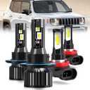 For 2015-2023 Jeep Renegade light Bulbs, 9008 High Low Beam H11 Fog Light Combo, 4PCS