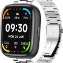 IDW17, IDW20, IDW21, IDW23, IDW25, IDW26 Smart Watch Bands, Stainless Steel Metal Replacement Strap Bracelet Compatible with Faweio IDW26 1.83 Smart Watch, TOOBUR IDW17, IDW23, KEEPONFIT IDW21, WNH IDW25 Smart Watch (Silver)