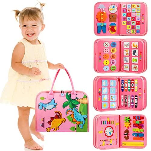 Winblo Toddler Busy Board - Montessori Toys for Toddler Girl Birthday Gift, Educational Learning Sensory Busy Book for Toddlers Girls, Toddlers Activities Toy for Airplane Car Travel