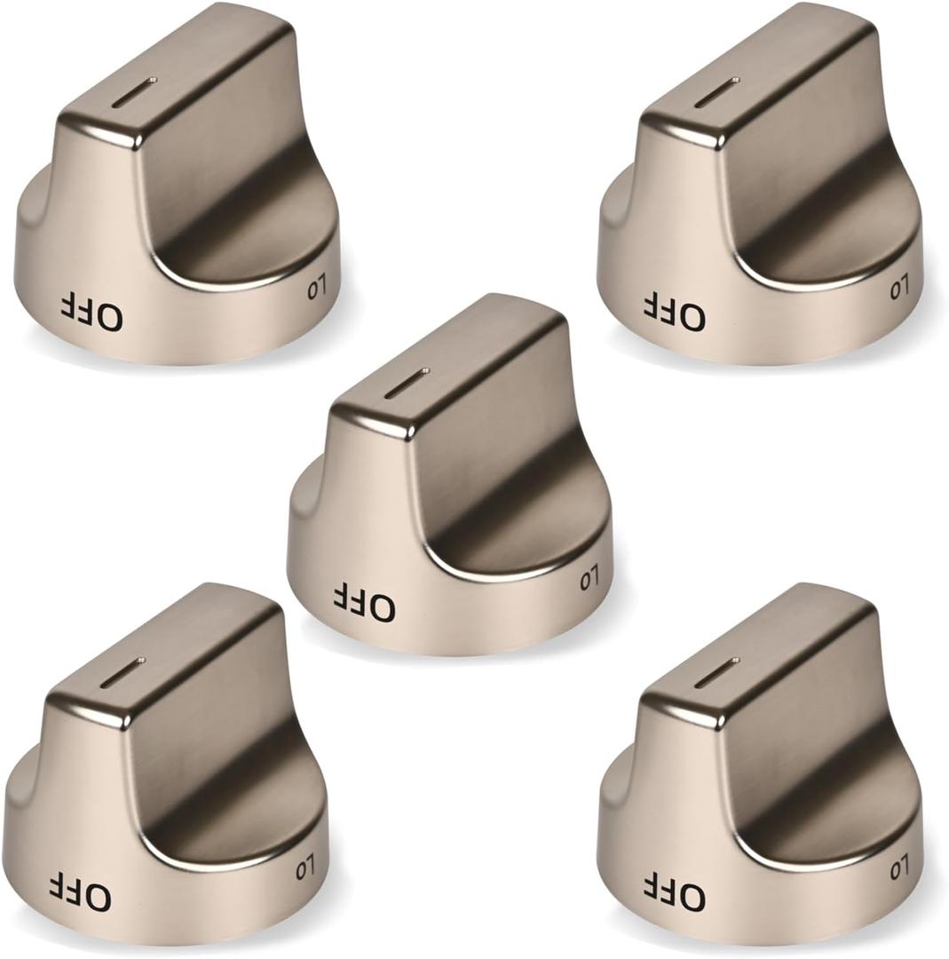 5Pcs W11239985 W10850015 Stove Knob Replacement Compatible with Whirlpool WFG525S0HZ1 WFG550S0HZ0 WFG525S0HZ0 WFG525S0JV0, W11032553 Range Oven Knob Replace PD00061875 4845290 AP6333411 PS12578779