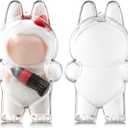 2 x GerdfeiTawtab Clear Bag Keychain for 17CM Doll, Clear Doll Display Protective Cover, Hanging Figure Transparent Acrylic Case Storage Box for Fans Collector (V1)