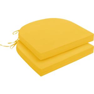 downluxe Outdoor Chair Cushions Set of 2 for Patio Furniture, Water-Resistant Patio Chair Cushions with Ties, High Density Foam Outdoor Seat Cushion, 17" X 16" X 2", Yellow