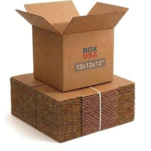 BOX USA Cube Shipping Boxes 12"L x 12"W x 12"H (25-Pack) - Corrugated Cardboard Box for Moving, Mailing, Packing, Packaging and Storage