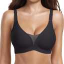 GXOULRRA Mesh Bras for Women No Underwire Buttery Soft Bralettes for Women Adjustable Everyday Bras with Extra Extender-Black，XXL