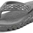 ONCAI Women's Wedge Flip Flops with RhinestoneRecovery Dressy Walking Sandals for Women with Comfortable Arch Support Cushion Yoga Mat Summer Rubber Soles(US Size 5-11) (6, Grey)