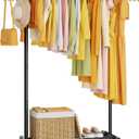 HYSEYY Clothes Rack, Clothing Rack for Hanging Clothes, Rolling Garment Rack Sturdy Coat Rack Portable Wardrobe Rack Metal Closet Rack for Bedroom Laundry Living Room, Black