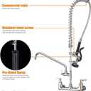 Commercial Sink Faucet with Sprayer for Kitchen: MSTJRY 42" Height 8" Center 14" Swing Spout Pre Rinse Assembly Wall Mount Commercial Faucet with Sprayer Fit for 3 Compartment Sink - Polished Chrome