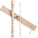 Soprano Recorder Instrument for Kids & Student - German Fingering 8 Hole Flute ABS Descant Recorders for Beginners with Cleaning Rod and Bag, Beige