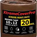 10' x 12' Brown Super Ultra Heavy-Duty Tarp  20 Mil Waterproof & UV-Resistant 10x12 - Large Outdoor Tarp, Waterproof Cover for Rain Camping, Tent, UV Protection, Reinforced Corners