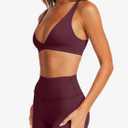 LASLULU Womens Deep V-Neck Sports Bra Padded Wireless U Back Workout Bra Low Impact Gym Workout Yoga Crop Tops (S)