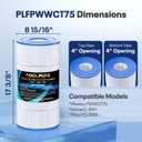 POOLPURE Pool Spa Filter Replaces PWWCT75, Ultral-B6, Unicel C-8411, Filbur FC-1255, Waterway 817-0075N, Waterway Clearwater II 75