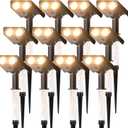 Solar Lights Outdoor Waterproof IP65Outside Solar Landscape Spotlight with Ambient Light Column and Adjustable Aperture for Garden Yard Pathway Lawn2 IN 1 Can Used as Wall LampWarm White- 12 Pack