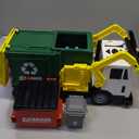 JOYIN Large Friction Powered Garbage Truck Toy Set, Includes 1 Dumpster, 3  Bins, and 30 Learning Cards for Kids, Boy Toys Birthday Gift, Green