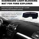 Protective Custom-Fit Dash Cover Mat Fits 2011-2019 Ford Explorer Dashboard Cover Pad