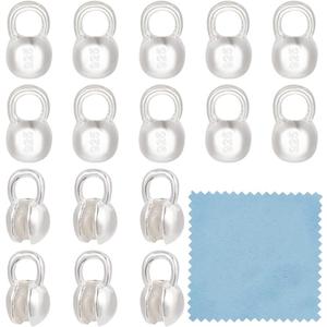 BENECREAT 20Pcs 925 Sterling Silver Crimp Cover Beads, 5.5x3mm Round Bead Tips Calotte Ends, Clamshell Knot Cover for Jewelry Making DIY Findings Crafts, Hole: 1.6mm