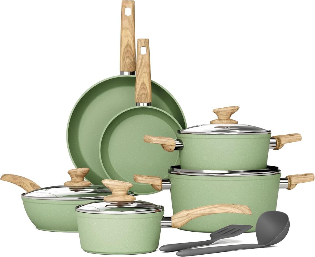 DishDelight 12 Piece Pots and Pans Set, Nonstick Kitchen Cookware Sets, 12 Pcs Cookware Set