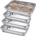 4pcs Stainless Steel Food Storage Containers with Lids, Airtight Stackable Metal Meal Prep Containers Deli Meat Keeper for Refrigerator Freezer for Picnic BBQ Party Travel & Office Lunch