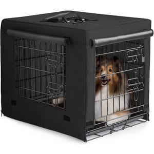 DONORO Dog Crates for Small Size Dogs Indoor Double Door Dog Kennels & Houses for Puppy and Cats, Collapsible Metal Contour Dog Cages (Black, 30.0" L x 19.0" W x 21.0" H)
