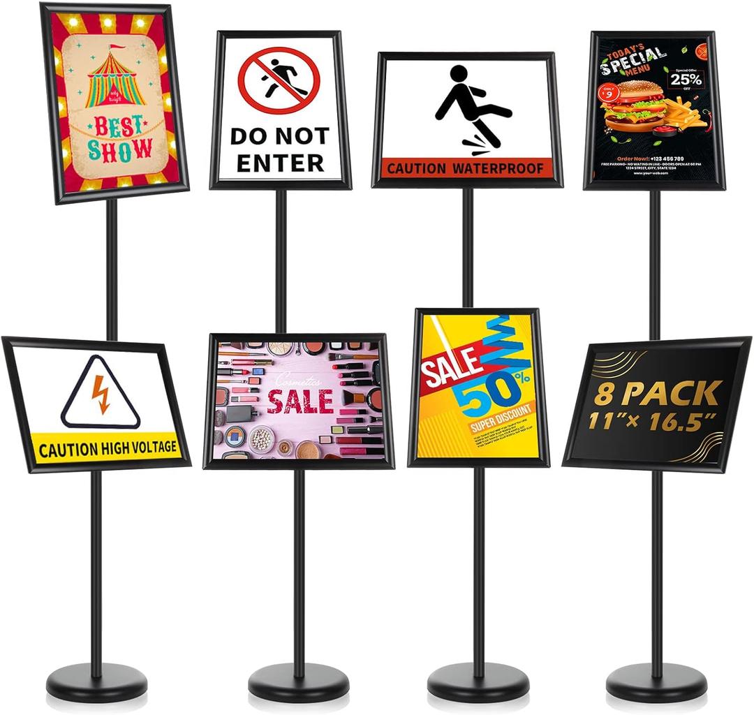 LElFlIDE 8 Pack Black 11.7 x 16.5" A4 Adjustable Pedestal Sign Holder