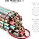 2 x ZOBER Round Christmas Gift Wrapping Paper Organizer Storage - 40 Inch Gift Wrap Storage Containers - Wrapping Paper Holder, Clear PVC Waterproof, Fits 25 Standard Rolls - Red