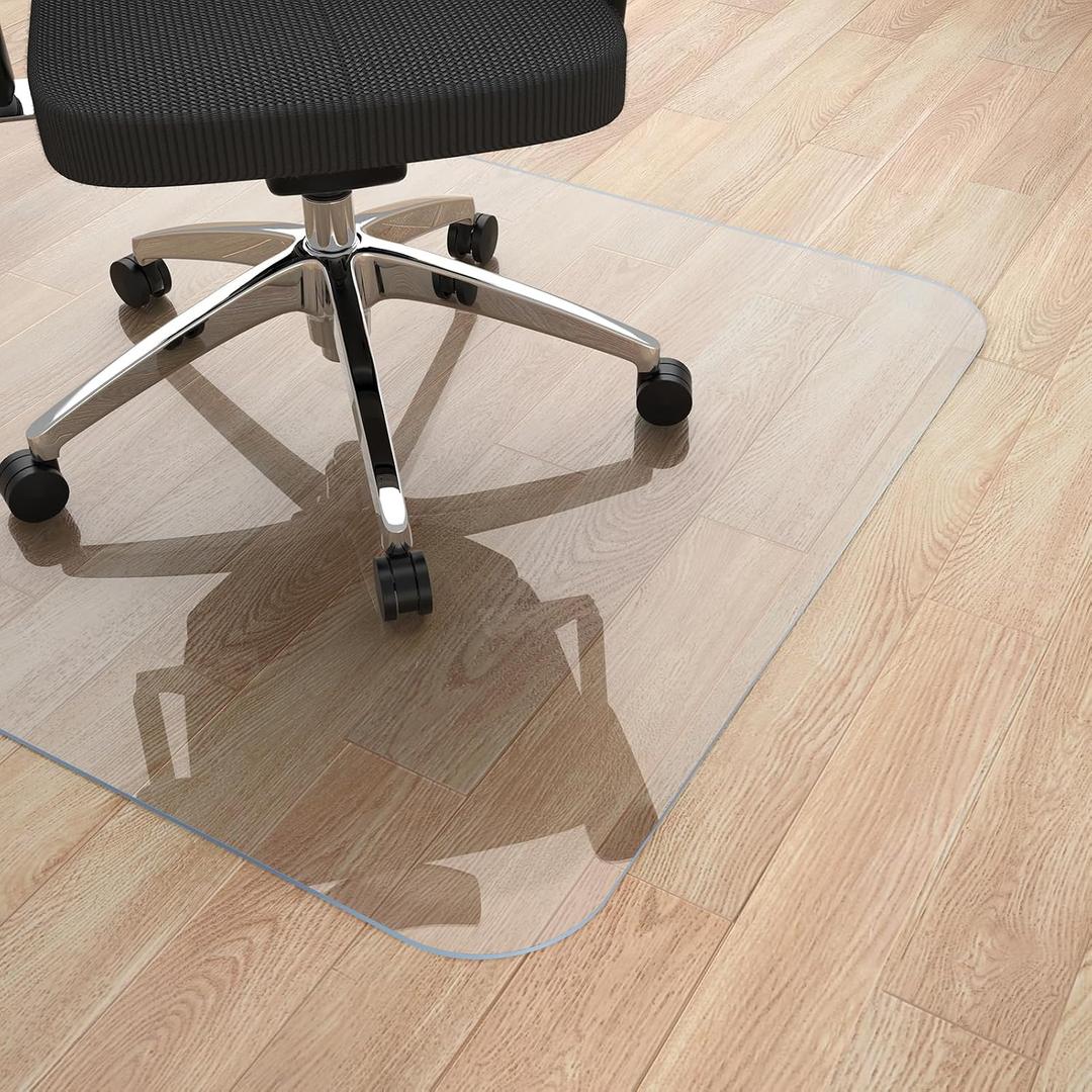 Yecaye Office Chair Mat for Hardwood Floor, 36" x 48" Clear Computer Desk Chair Mat, PVC Heavy Duty Floor Protector for Rolling Chairs, Can't be Used on Carpet(Transparent, 36" x 48")