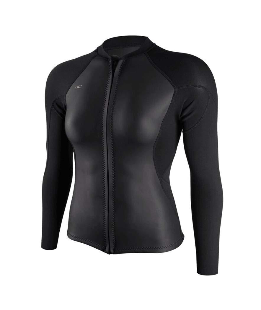 O'Neill Wetsuits Women's Bahia 1/.5mm Full Zip Jacket, Glide Black, 6