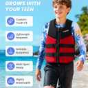 Gogokids Toddler Swim Vest Pool Floaties for Kids, Neoprene Swimming Jacket w/Adjustable Strap & Zip, Kids Pool Float Jacket for Boys Girls Youth Teens, Red, XL(6-12 Year, 50-90 lbs)