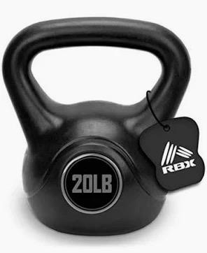 RBX Cement Kettlebell with Shock-Proof Plastic Coating for CrossFit Training, 20lb