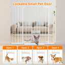 30 Inch Tall Baby Gate with Small Cat Door, Adjustable Auto Close Dog Gate Easy Walk Thru Pet Door for Stairs, Doorway, House