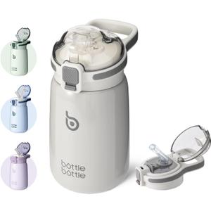 BOTTLE BOTTLE Kids Water Bottles for School 12 oz Stainless Steel Water bottle with Lid Double Wall Vacuum Kids Insulated Cup Keeps Hot and Cold Best Gifts gray