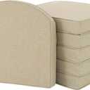 Outdoor Chair Cushions, Fade-Resistant & Water-Resistant, D Shaped Patio Furniture Seat Chair Pads Replacement with Ties, Non-Slip Bottom, Removable Cover, Set of 6, 18.5 x 16 Inch, Natural