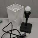 Bedside Table Lamp with Touch Control & USB C+A Charging Ports LED Desk Lamp with 2 AC Outlets, Minimalist Nightstand Light with Black Fabric Shade for Bedroom, Living Room, Office, White