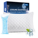 Cooling Side Sleeper Pillow for Adults, Firm Bed Pillow for Side Sleepers Neck and Shoulder Pain, Luxury Shredded Memory Foam Pillow Set of 1- Adjustable King Size- Washable Cover Original White
