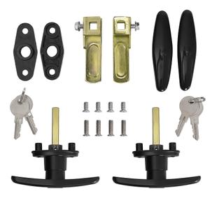 Matching T-Handles Lock Set Locking T-Handle Set for Truck Camper Shell with Dust Cover -2 Pack clockwise and Counter-clockwise with 4 Keys and Hardware（Key Alike）