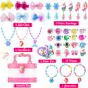 Jewelry Toys for Girls, Adjustable Rings, Bracelets, Necklaces, Butterfly Hair Clips, Toddler Bows, Unicorns Kids Toys Set for Princess Dress Up, Christmas Birthday Gifts, 3 4 5 6 7 8 9+ Year Old Girl