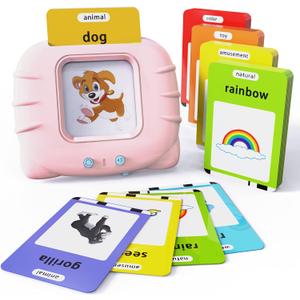 Lapare Audible Learning Toy with Music for Toddler Age 1 2 3 4 5, 520 Sight Words Talking Flash Cards Toy for Girls to Learn Alphabet Number Color Shapes and More (Pink)