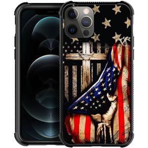 DAIZAG Compatible with iPhone 11 Case,All-Round Protection Shockproof Anti-Scratches TPU Cover,Cases for Man Woman-Wooden Cross Power American Flag