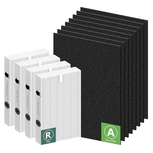 HPA200 Replacement Filters for Honeywell HRF-ARVP200, HPA200, HPA201, HA202, HPA204, HPA250 Series Air Purifiers, 4 HEPA R Filter and 8 Activated Carbon Pre-Filters A by Funmit