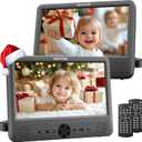 WONNIE 10" Car DVD Players, Portable DVD Player Dual Screen Play Two Different or The Same Movie with Headrest Mounts, 5 Hours Rechargeable Battery, 2 AC Adapters, All Regions, Support USB/SD/Sync TV