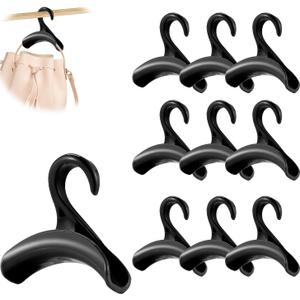 10PCS Purse Hanger Hook, SEILETOO ABS Bag Hanger, Black Backpack Hanger Hook, Purse Holder for Closet, Storage for Handbags, Tote, Satchels