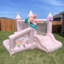 Indoor Bounce House with Ball Pit Pink Inflatable Bounce House,Jumping Bouncy House with Blower for Birthday Party Backyard Party Gifts, 9.17' x 8.17' x 8.17'