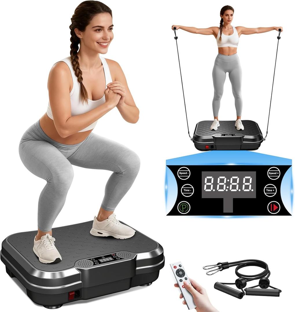 AoraPulse Vibration Plate Exercise Machine, Vibration Plate for Lymphatic Drainage Weight Loss, 400 Lbs Capacity Full Body Workout Vibrate Fitness Platform for Home Women Men