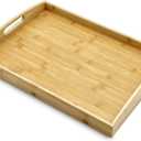 Bam & Boo Natural Bamboo Serving Tray Extra Large Rectangular with Handles for Food, Drinks, Storage, Decor, Vanity, Breakfast, Parties, Weddings, Picnics(17.75 x 13 x 2.35, Natural)