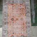jinchan Floral 24x36 Rugs for Entryway - Machine Washable Orange Vintage Distressed Boho Design Soft Faux Wool Small Non-Slip Doormat for Entrance Kitchen Living Room Bedroom Farmhouse