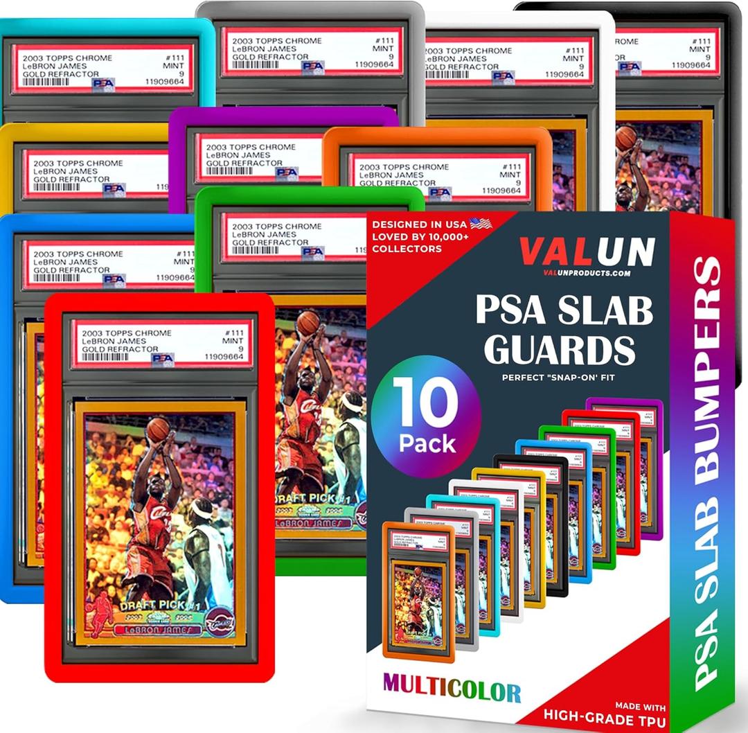 VALUN 10 Pack Slab Guards Fits PSA & CGC & TAG Slabs - PSA Slab Guard Hard TPU PSA Slab Protector for Graded Cards  PSA Slab Bumper Guard for graded slabs  Slab Protector for PSA Cards ((10) Classic Edition)